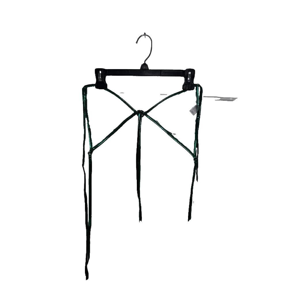 Women’s Metallic Emerald Green Triangle Bikini Top Tie Adjustable Shiny XXL - Picture 2 of 3